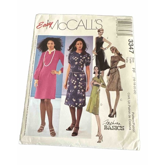McCall’s 3347 Sewing Pattern Sizes 16 - 22 Dresses NEW/UNCUT seamstress - Picture 2 of 3